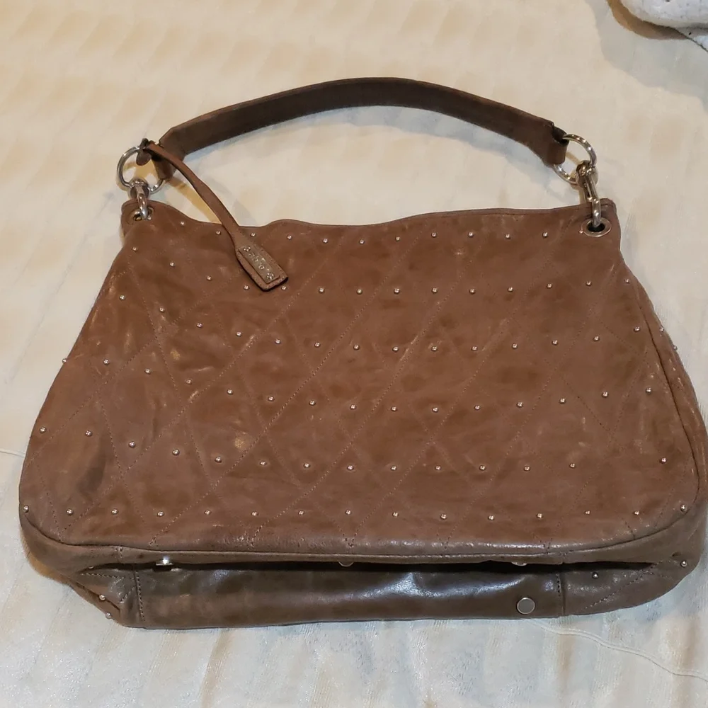 ABRO Vintage Hobo Taupe Leather Handbag